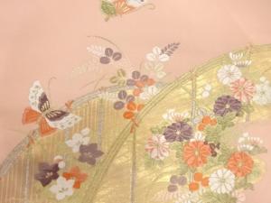 アンティーク　秋草に蝶模様織り出し　名古屋帯